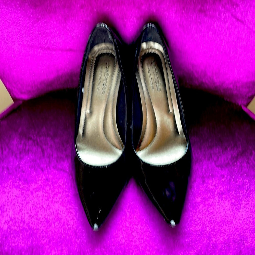 Black patent leather heels